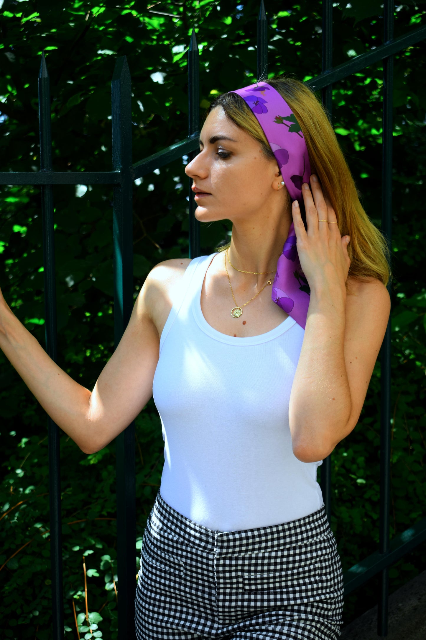Silk Ribbon Scarf Violet