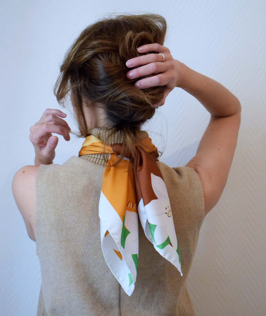 Silk Carré Scarf Champagne