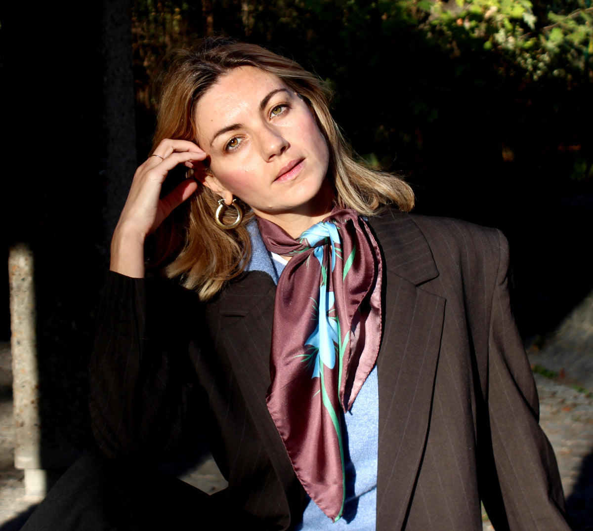 Silk Scarf, Blue Nigella 70