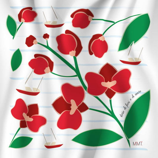 Foulard carré 70x70 cm, 100% soie, fabriqué en Italie