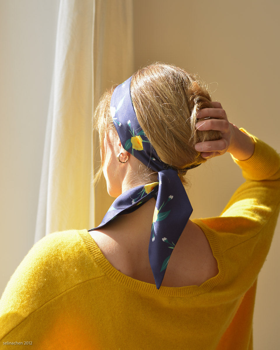 Silk Ribbon Scarf Ciel de Nuit